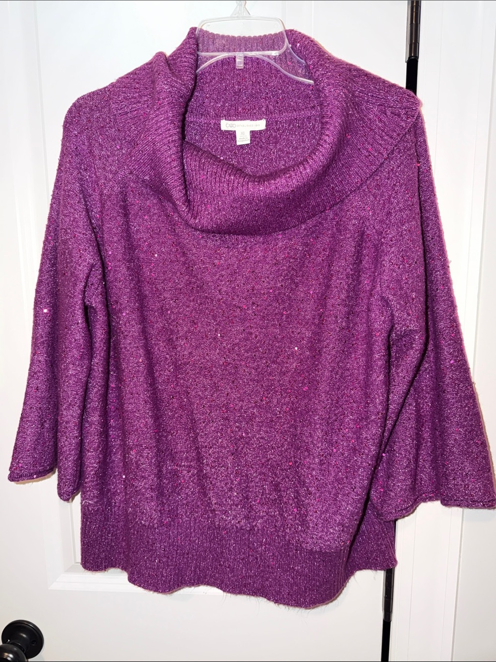 Cato Purple Sequin Cowl Neck Cozy Soft Sweater size XL